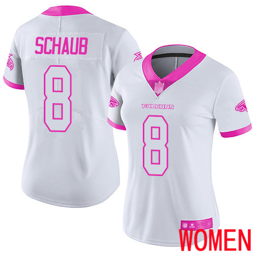 Atlanta Falcons Limited White Pink Women Matt Schaub Jersey NFL Football #8 Rush Fashion->women nfl jersey->Women Jersey